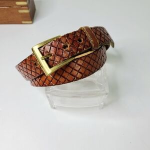 Hand Stained Bridle Leather Made in USA Honey Brown Vintage Belt